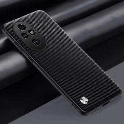 Luxury PU Leather Matte Silicone Phone Case - Full Protection Back Cover - Magic 6Rs (Carbon fiber Black)
