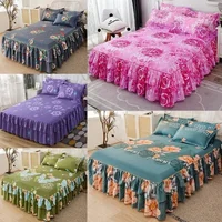 Ruffle Skirt Bedspread Home Textile Printed Bed Skirt Bedroom Coverlets Bedspreads Sheets Dust Cover Bedding  3PCS/Set 1
