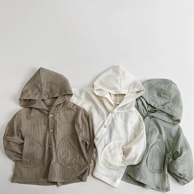 

Summer Baby Girls Coat Kids Boys Lightweight Breathable Thin Sunscreen Clothing Children Hoodies Air-conditioned Shirt Tops
