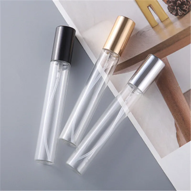 

20pcs/lot 15ml Clear Glass Atomizer Bottle Refillable Colorfull Aluminum cap Spray Perfume Bottle Travel Bottles Container