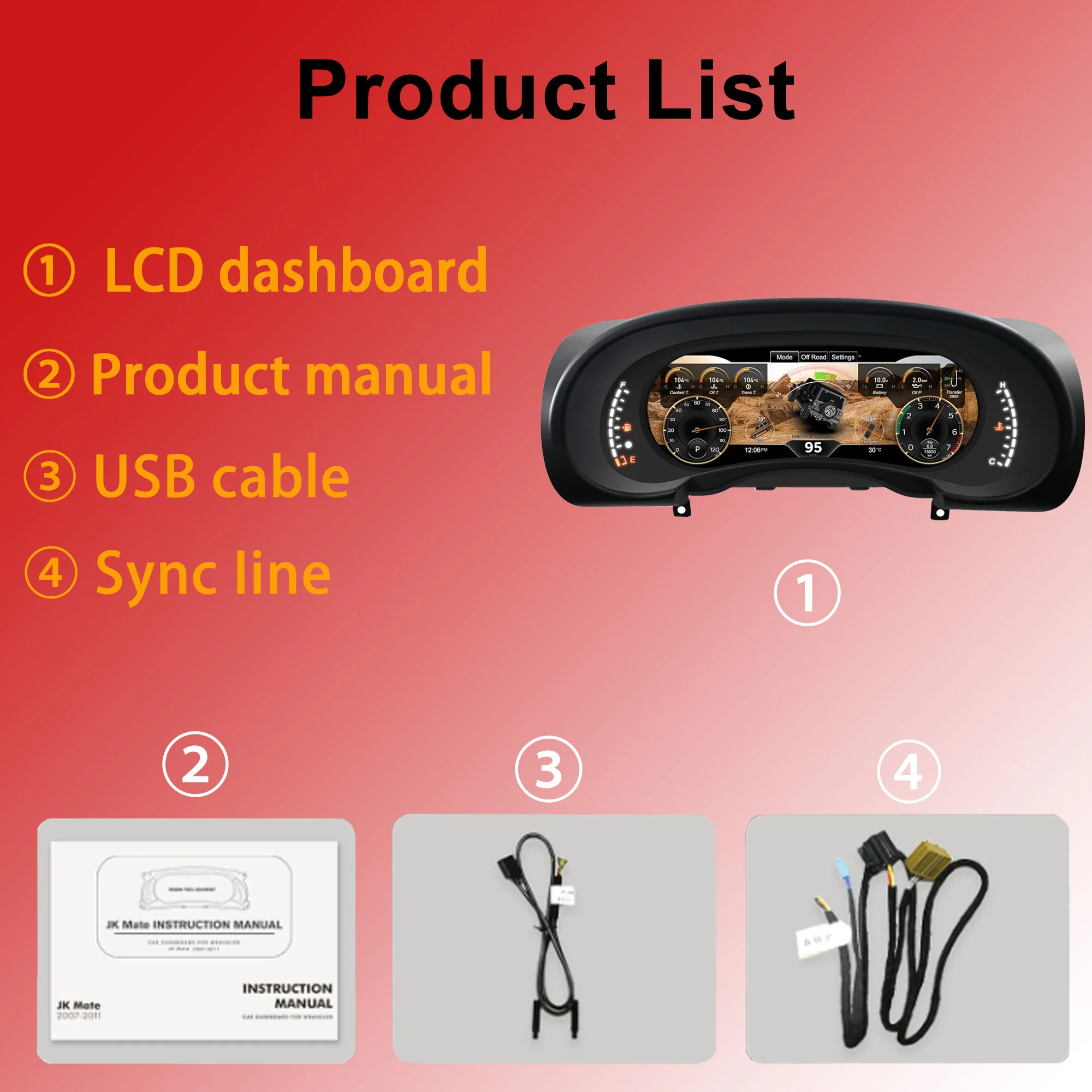 Digital Instrument Cluster For Jeep Wrangler JK 2007-2010 Speedometer,Dashboard,