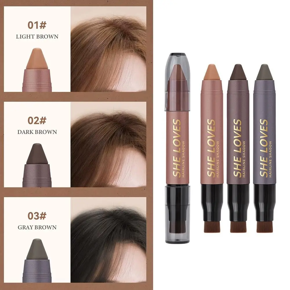 

Натуральная объемная теневая ручка для волос, водонепроницаемая темно-коричневая пудра для волос, двойная головка, простой в использовании дизайн