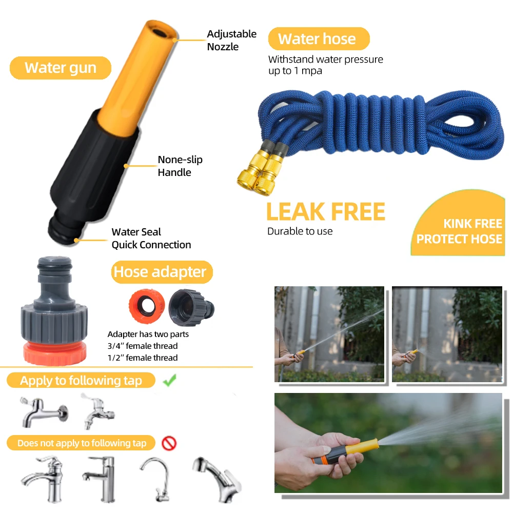 Garden Hose Water Expandable Watering Hose High Pressure Car Wash Expandable Garden Magic Hose Pipe 6