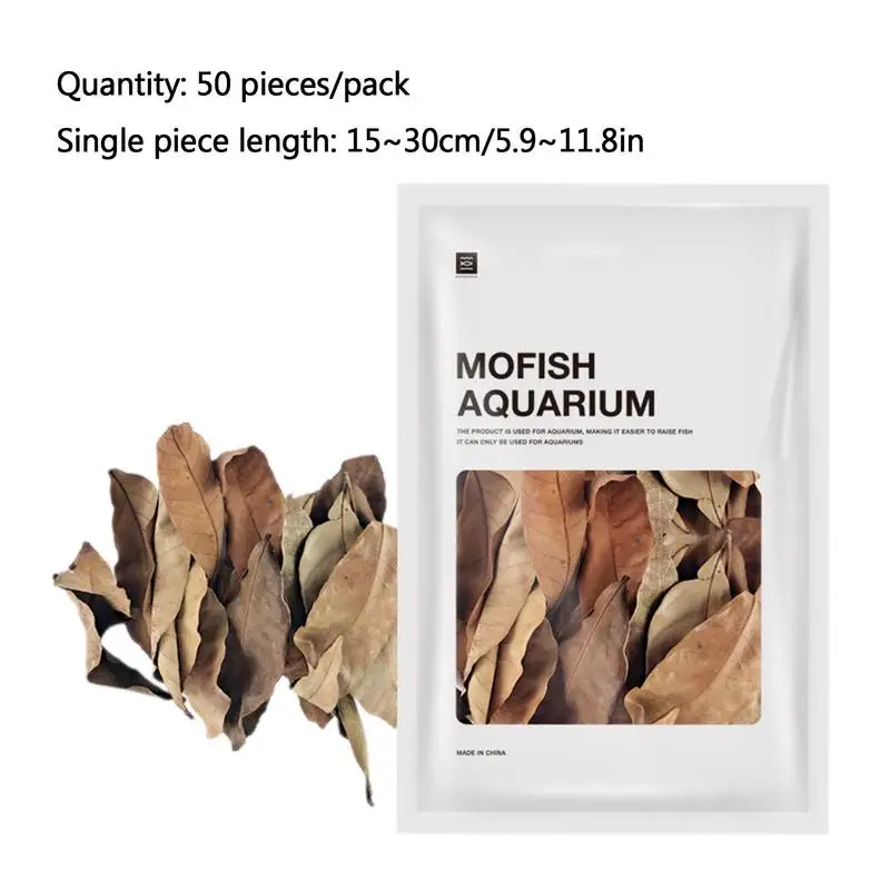 Aquarium Leaves 50pcs Indians Almond Leaves Natural Fish Aquarium Tank Water Conditioner Multi-Purpose Decoration Supplies for Fish Tank