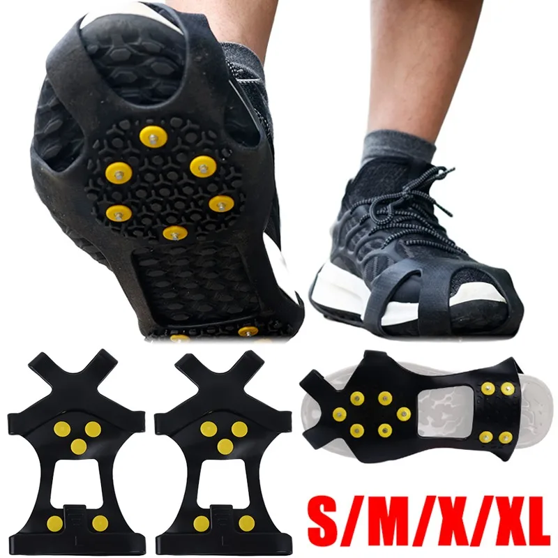 

10 Studs Anti-Skid Snow Ice Climbing Shoe Spikes Ice Grips Cleats Crampons Winter Outdoor Climbing Anti Slip Safety Shoes Cover