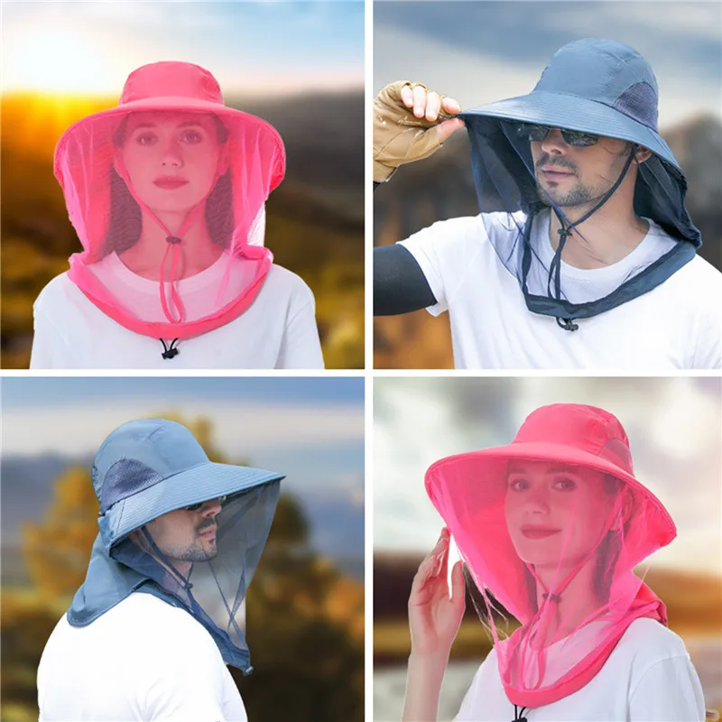 Description Picture 3 of itemOutdoor Head Face Mask Hat Net Cover Anti-mosquito Cover Mosquito Net Cap Summer Travel Breathable Head Mesh Covers Fishing Caps