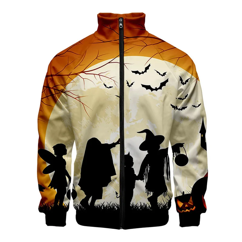 thumbnail image 1 of Chaqueta con estampado 3D de calabaza de Halloween para hombres y niños, camisetas de manga larga con personalidad, chaquetas de calle de gran tamaño con cremallera, abrigo, ropa, 1 of 5