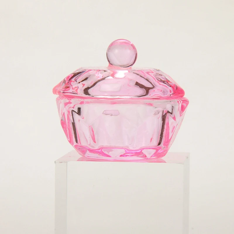 1 Pc Pink Glass Crystal Cup Acrylic for Professional Nails Heart Dappen Liquid Crystal Pwder Clear Acrylic Liquid Monomers Tools 5