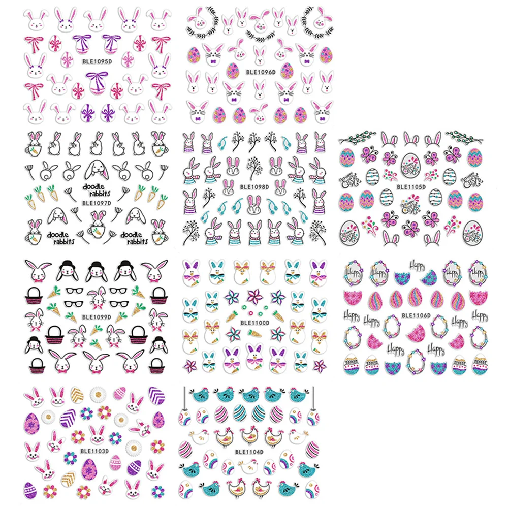 

10 Pcs Kids Manicure Sticker Easter Decal Eco-friendly Paste Nail Stickers Applique