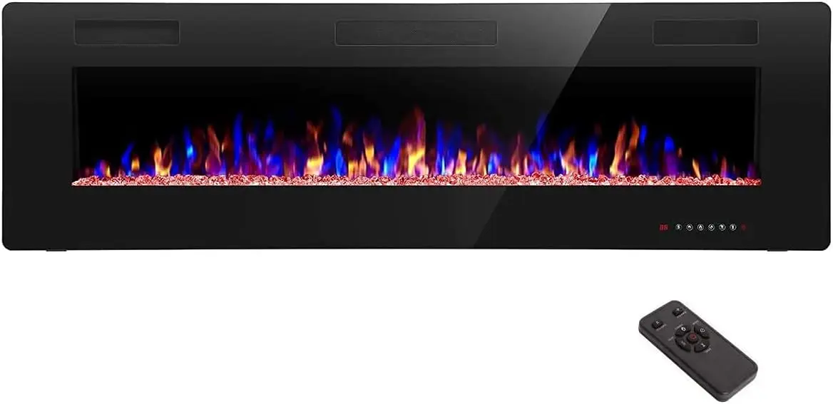 68 inch Recessed and Wall Mounted Electric Fireplace Ultra Thin and Low Noise Fit for 2 x 6 Stud Remote Control with Timer