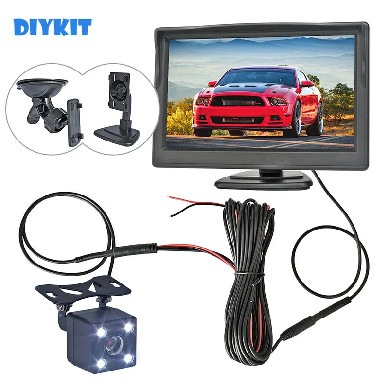 

DIYKIT 5" TFT LCD Car Monitor Vehicle Rear View Reverse Backup LED Car Camera Video Parking System Easy Installation