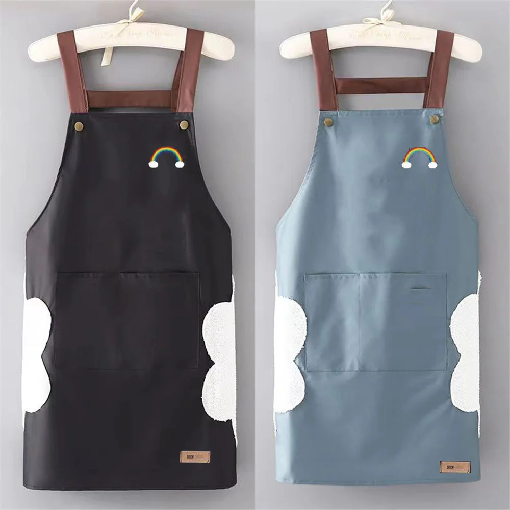 Kitchen Household Waterproof and Oil-proof Men's and Women's New Apron Korean Version Japanese Work Housework Apron Overalls