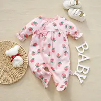 0-12Months cute Baby Rompers Newborn Girls 100%Cotton Clothes of Long Sheeve Infant Clothing Pajamas Overalls 5