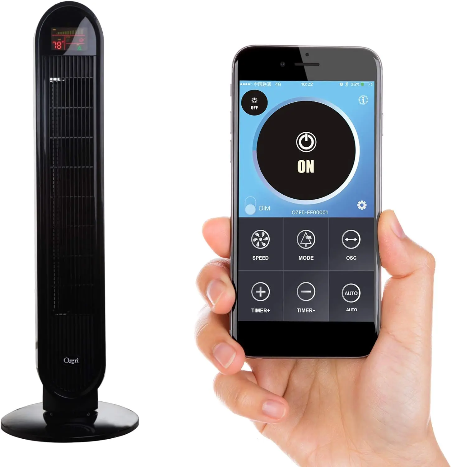 

Oscillation Fan with Bluetooth and Micro-Blade Noise Reduction Technology, Black Fans handheld Floor standing fan Neck cooling