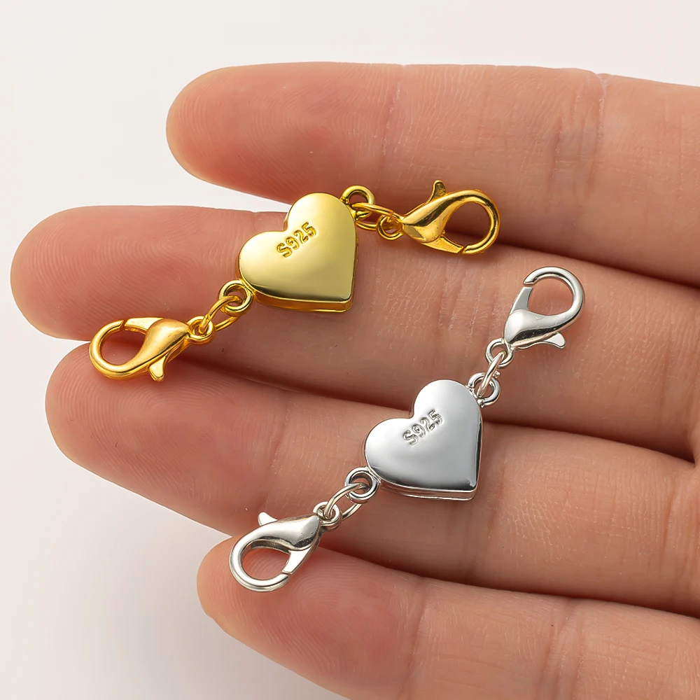 مشبك مجوهرات مغناطيسي على شكل قلب ، إغلاق قلادة مستديرة ، موسع أساور لصنع المجوهرات بنفسك ، 5 * *