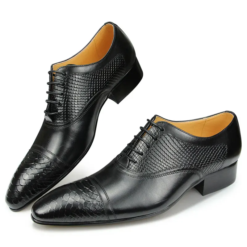 

Printing Dress shoes man genuine leather Wedding oxfords luxury fashion lace up formal occasion shoe