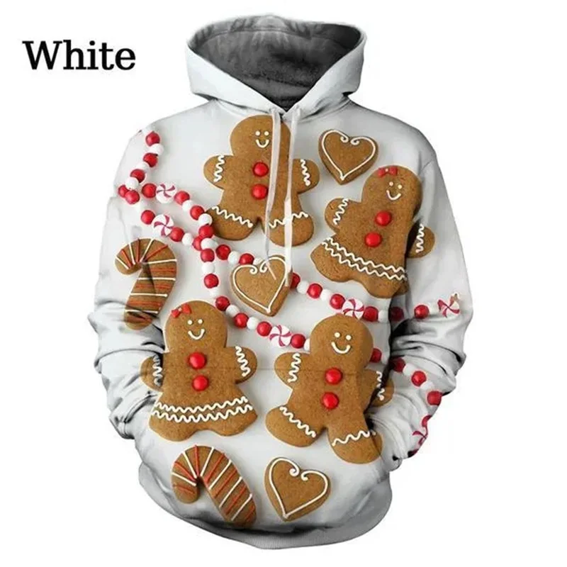 

Cute Gingerbread Man Graphic Hoodies For Men 3D Merry Christmas Printing Pullovers Kids Funny Hoodie Unisex Winter Sweatshirts