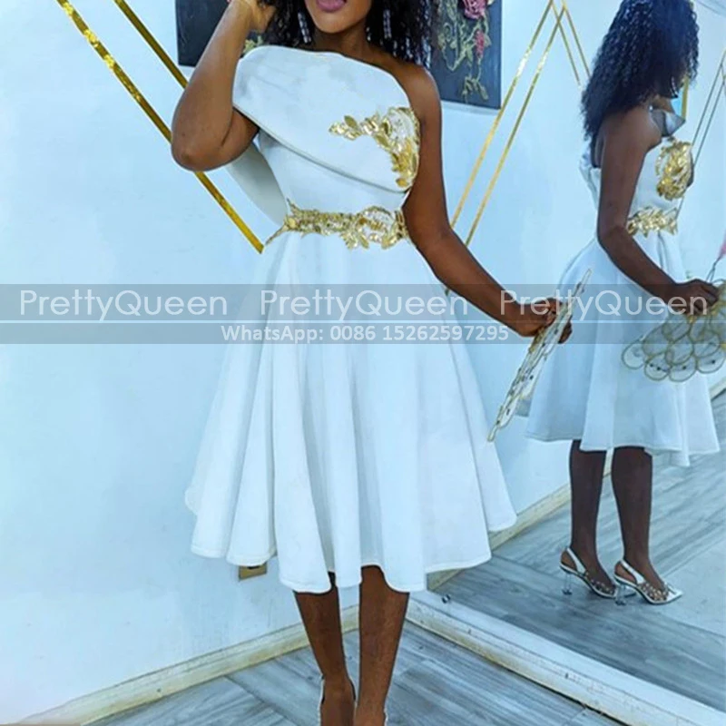 Ethel Cruzado Delante Imperial Cintura Corto Vestido De Dama De Honor Blanco Tallas Grandes