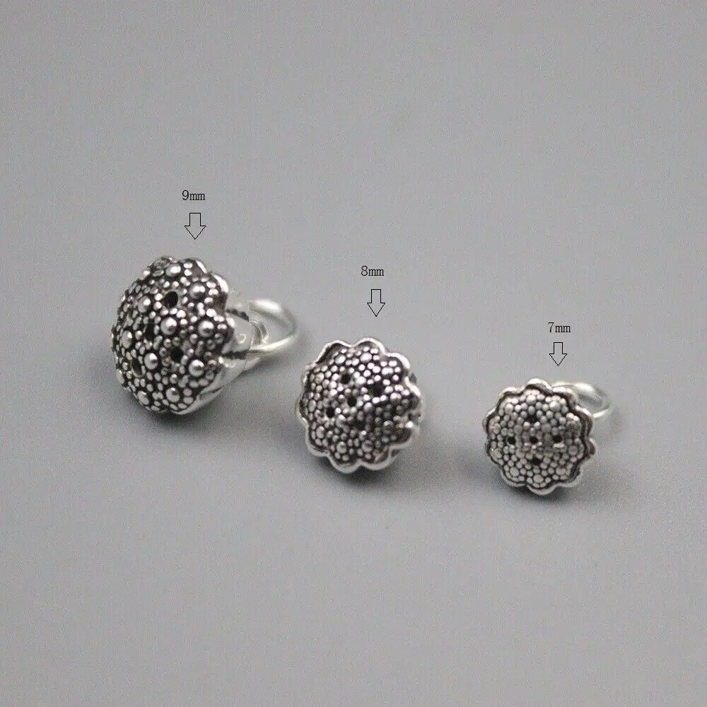 

3PCS Real 925 Sterling Silver Pendant Lotus Charm Size 7mm, 8mm, 9mm Stamp S925
