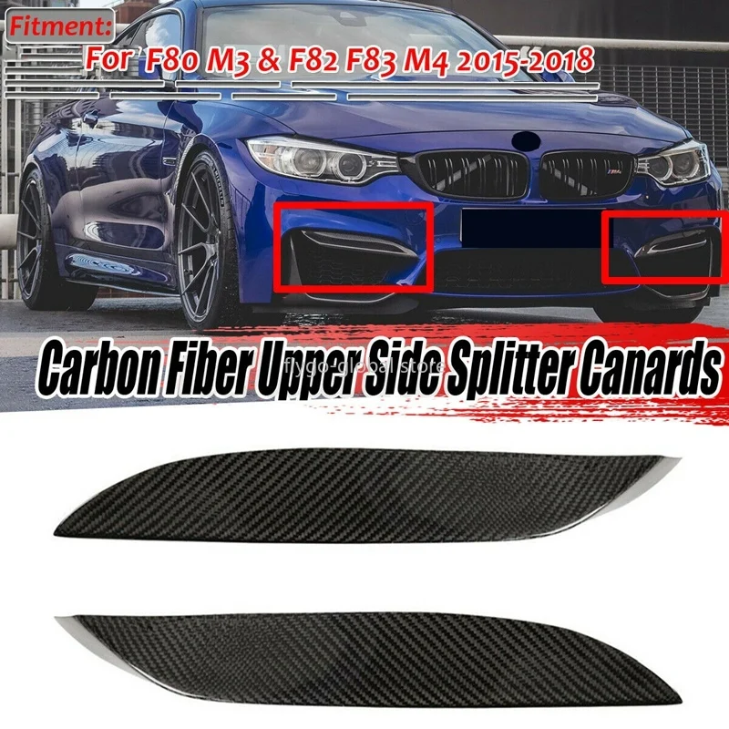 

Car Real Carbon Fiber Front Bumper Side Splitter Canards Lip Spoiler For-BMW F80 M3 F82 F83 M4 2015-2018