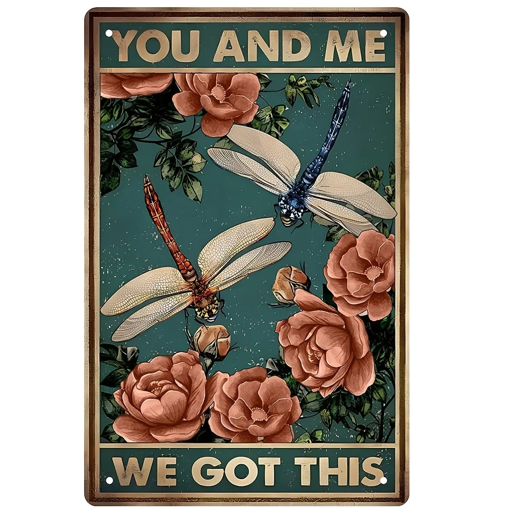 

Металлическая жестяная вывеска, Настенный декор для сада, розы, стрекоза, Ретро винтажный декор для кухни, спальни, бара, кафе, гостиной