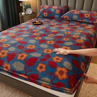 WASART Soft warm velvet elastic fitted sheet mattress protector cover winter couple luxury double bed bedsheet queen king size 1