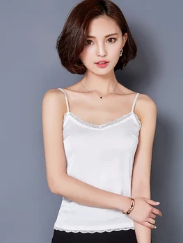 ملابس علوية قصيرة Canotta Donna Estiva قميص نسائي استوائي بدون أكمام قميص نسائي حريري كاميس بدون أكمام Blusa صيفي أنثوي 4