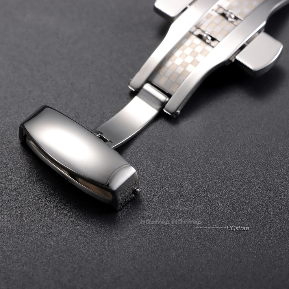 Elegant Fish Scale Pattern Stainless Steel Watch Strap Clasp with Butterfly Buckle Design