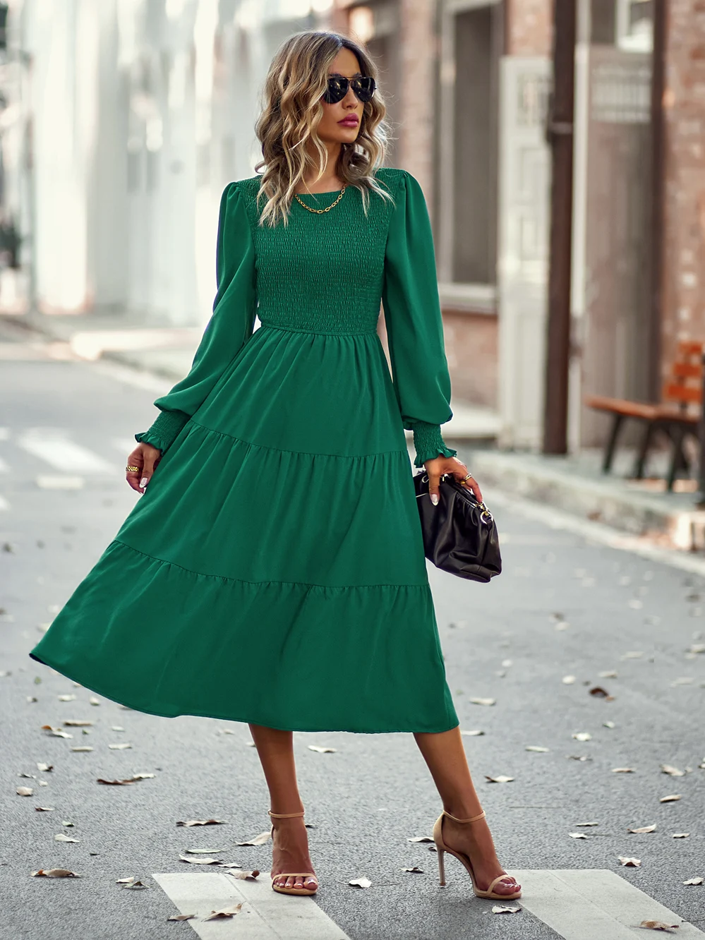 Spring Midi Dresses Sleeves | Women Midi Dress Sleeves | Spring