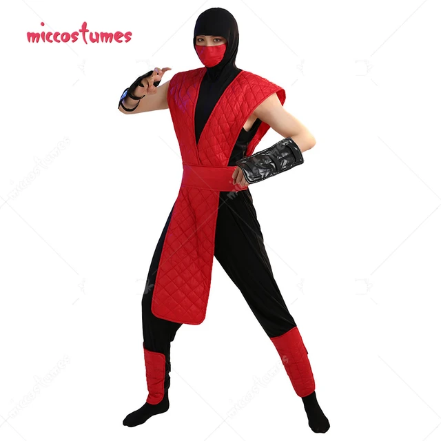 Disfraz de Ninja Red Fighter para hombre, conjunto de chaleco y