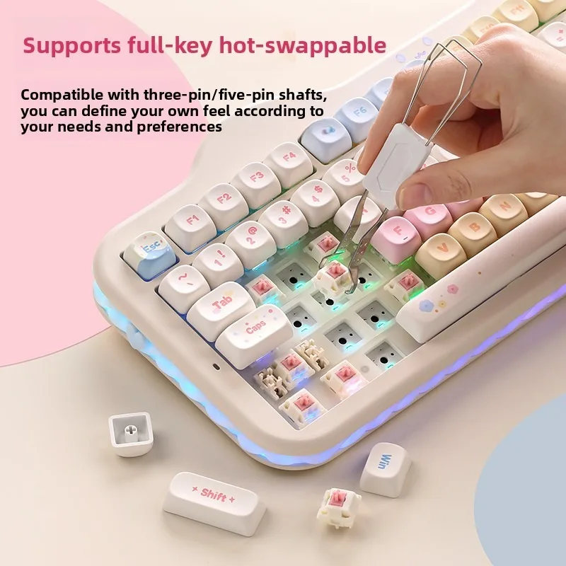 YUNZII C98 기계식 키보드 98 키 무선 트라이 모드 블루투스 2.4G 핫 스왑 RGB Mac PC용 미적 사무용 키보드