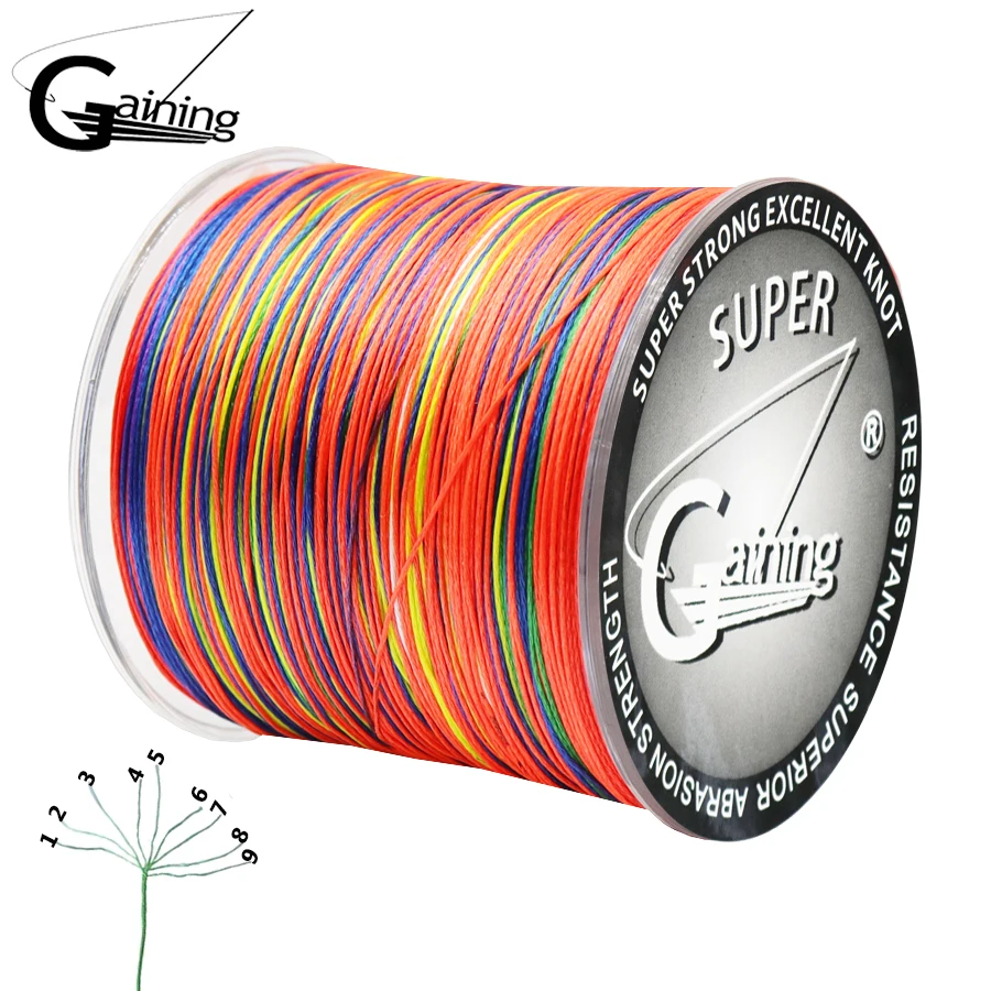 9 Strands PE Fishing Line 300M 500M 1000M Multicolor Multifilament ...