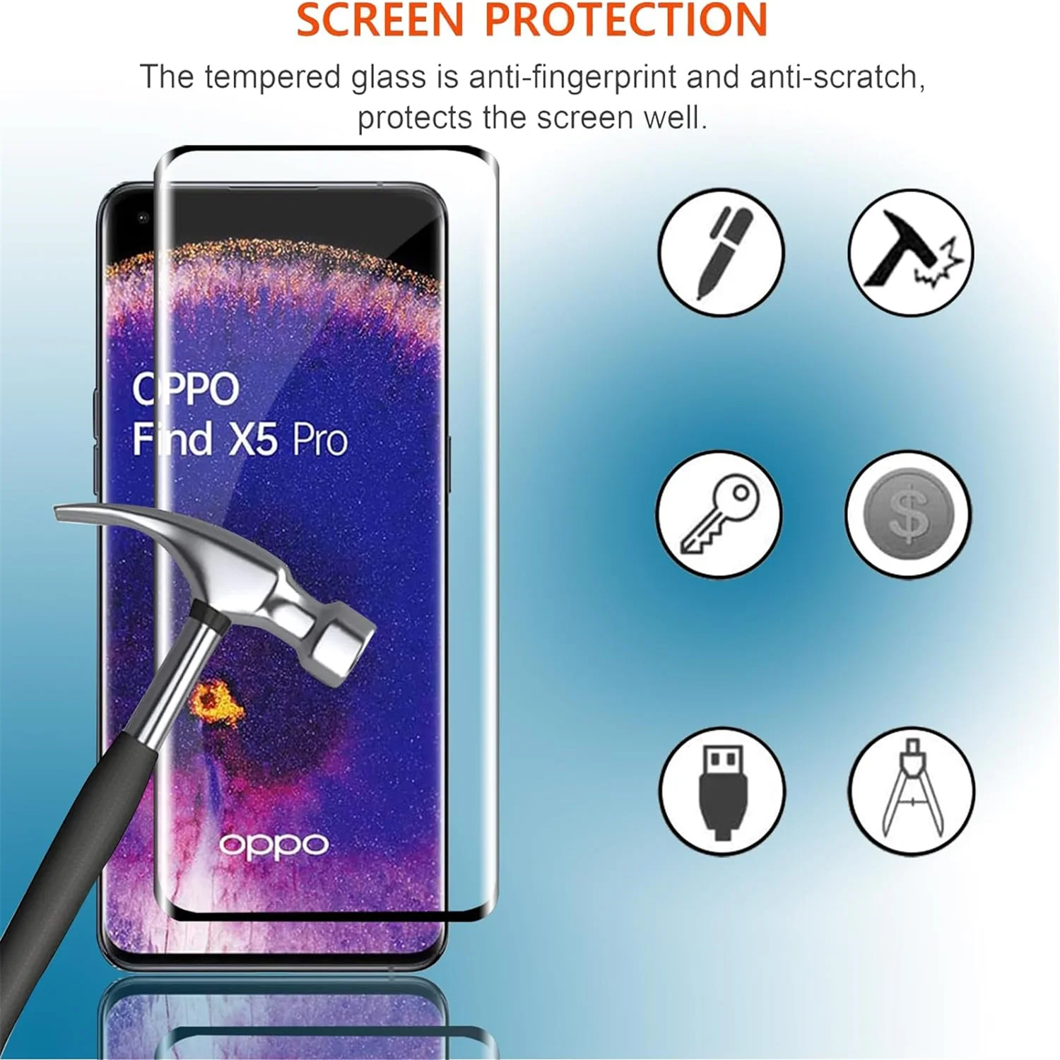 OPPO 용 1/4Pcs 풀 커버 유리 Oppo 용 X5 화면 보호기 찾기 X5 Pro 강화 유리 보호 필름 찾기