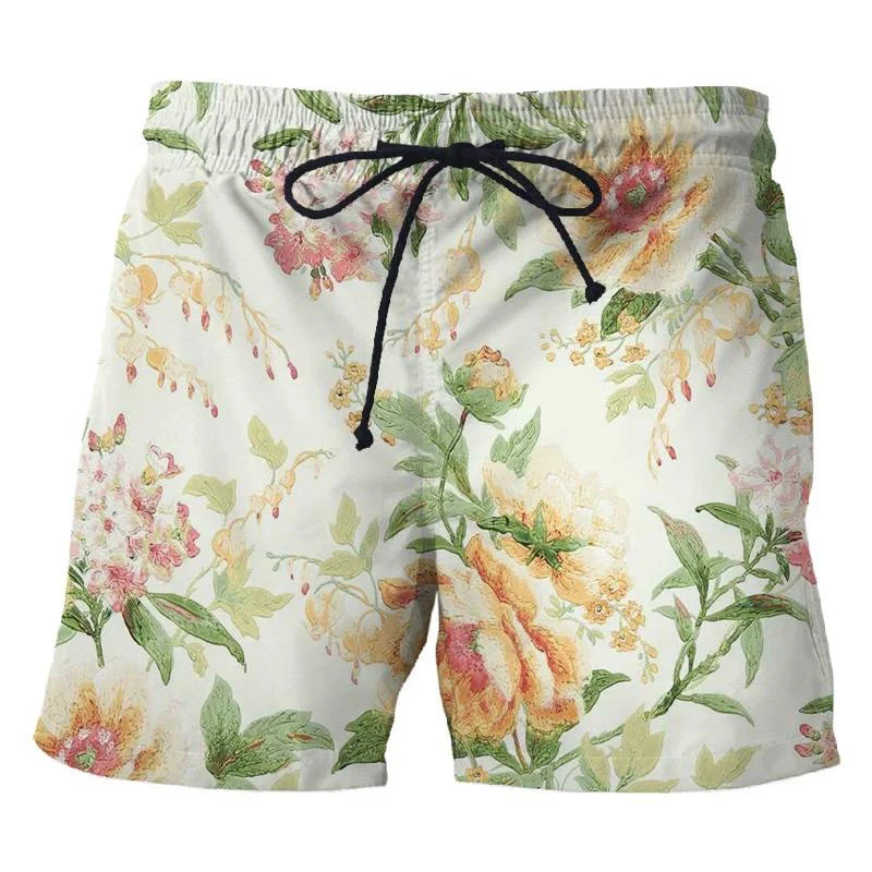 

Fashion 3D Printed Vintage Floral Short Pants For Men Hawaiian Flower Summer Beach Shorts Casual Cool Oversized Swimming Trunks
