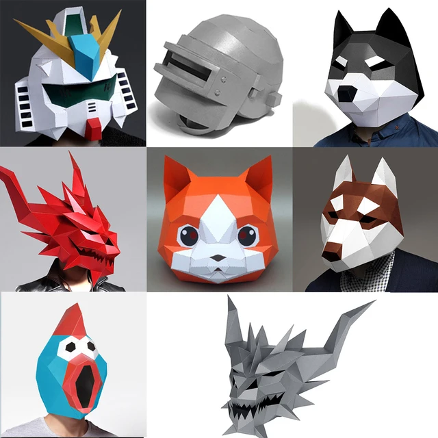 3D Paper Mask Fashion Animal and Game Role-Playing Costume DIY Handmade Paper Model Mask Christmas Halloween Party Gift 6