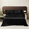 High End Black Queen Size Bed Sheet Set Luxury Solid Satin Silk Bedsheet Set High Quality Twin Full King Sheets and Pillowcases 1