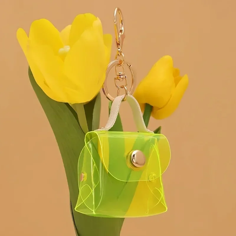 Transparent PU Leather Mini Bag Pendant Fashion Dirty Resistant Hardware Wallet Keychain For Coin Lipstick Earphone