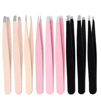 Karsyngirl 2/3Pcs Stainless Steel Straight and Curved Eyelashes Tweezers Eyelash Extension Tweezers False Eyelashes Makeup Tools 1