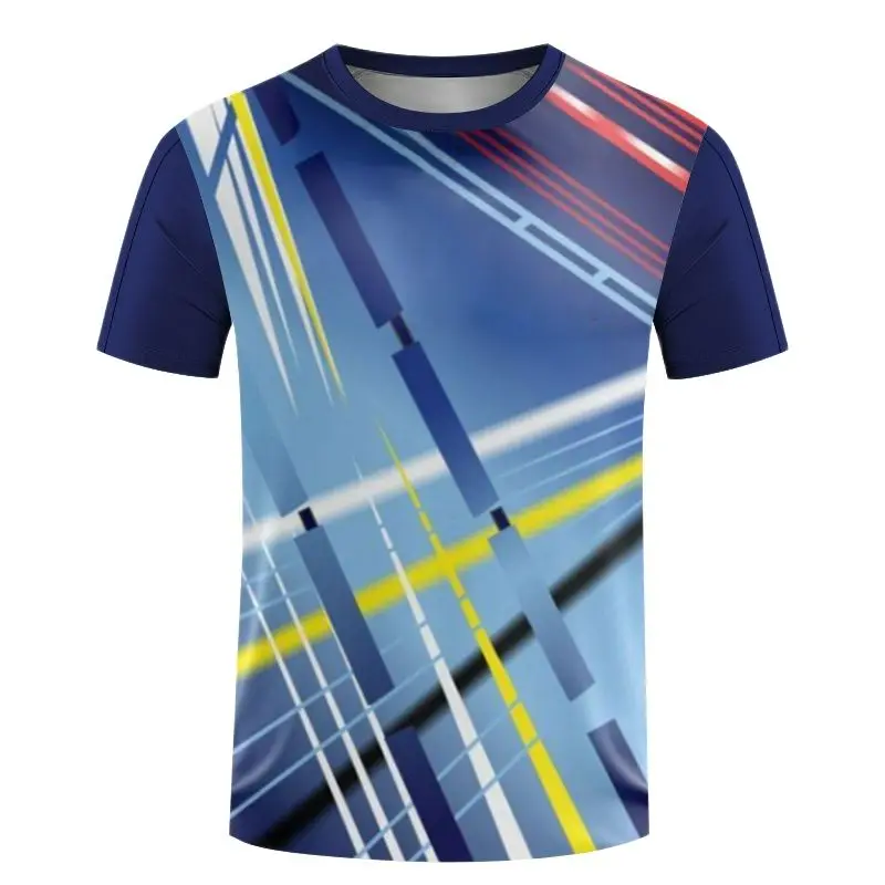

Refreshing Summer Men's Short Sleeves Simple 3D Print Large Round Neck Sports Loose Casual T-shirt Personalized Outdoor Fitness