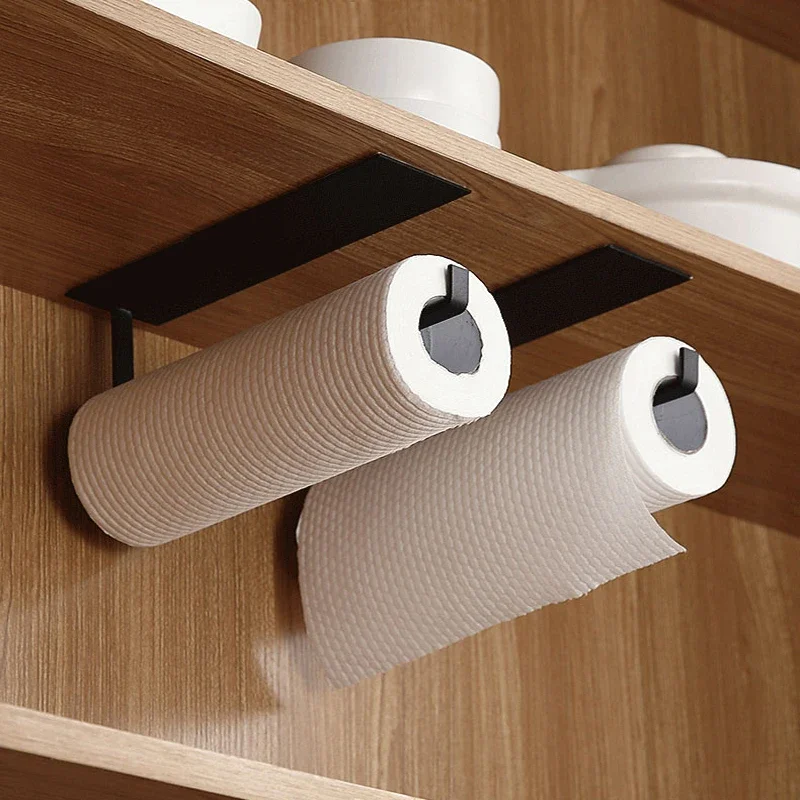 Non Perforated Paper Towel Holder Toilet Paper Hanger Roll Holder Fresh Film Storage Rack Wall Hanging Shelf Papers