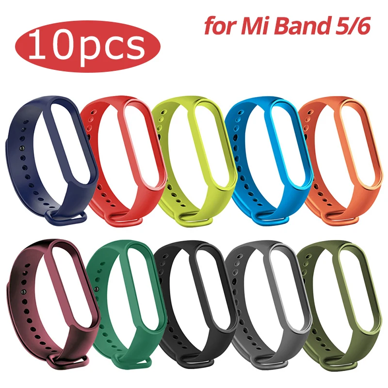 

10Pcs/Pack Wrist Strap For Xiaomi Mi Band 5 6 Bracelet Silicone Correa MiBand 5 Bracelet For Xiaomi Miband 5 6 Wristband Belt