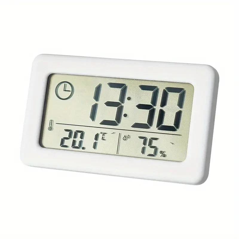 세련된 LCD 디지털 알람 시계, 간단한 슬림 온도 및 습도 전자 스칸디나비아 스타일, 실내 가정용