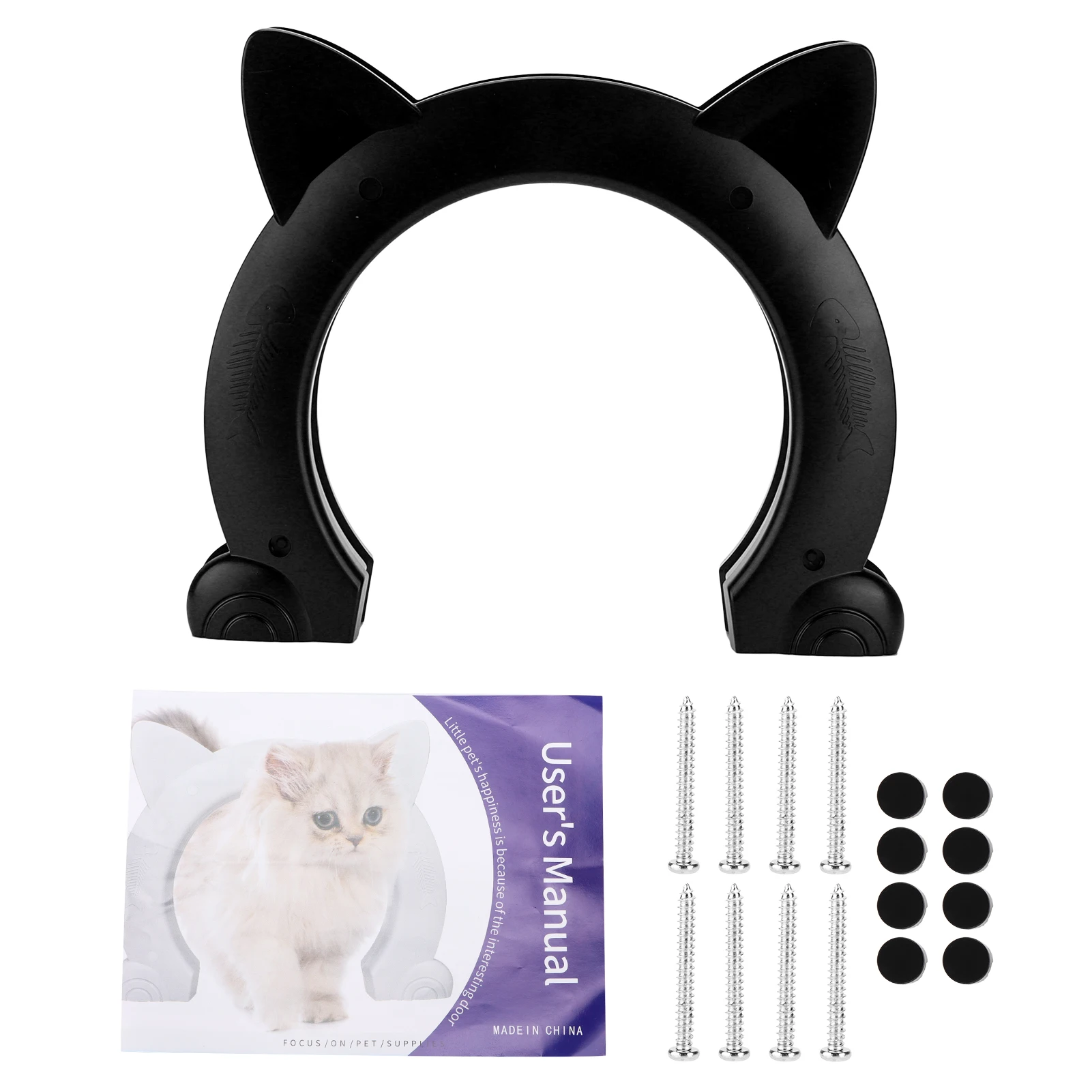 CatHead Shaped Interior Cat Door with Fish Bone Pattern