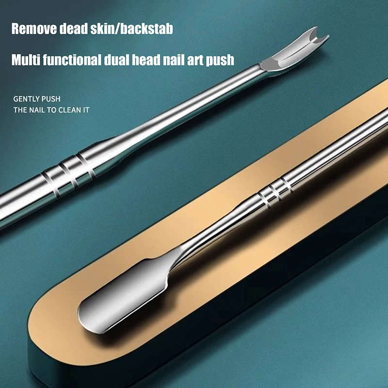 Double-Ended Nail File Stainless Steel Cuticle Remover Dead Skin Cuticle Pusher Trimmer Pedicure Nail Tools