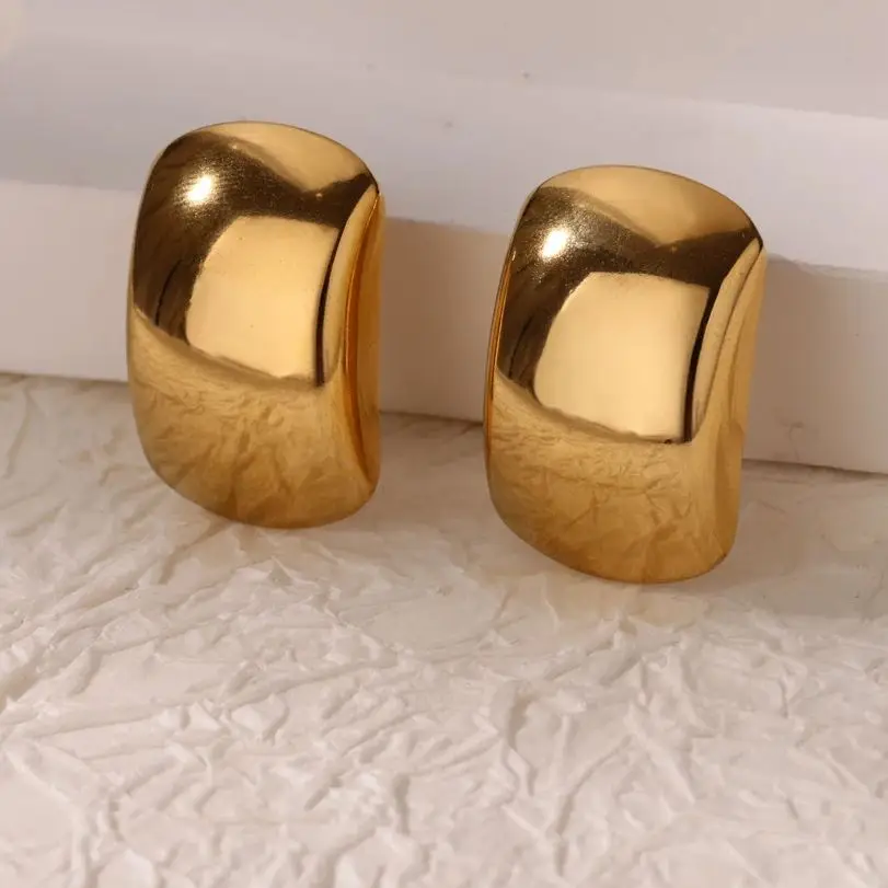 Chunky Dome Stainless Steel Stud Earrings for Women