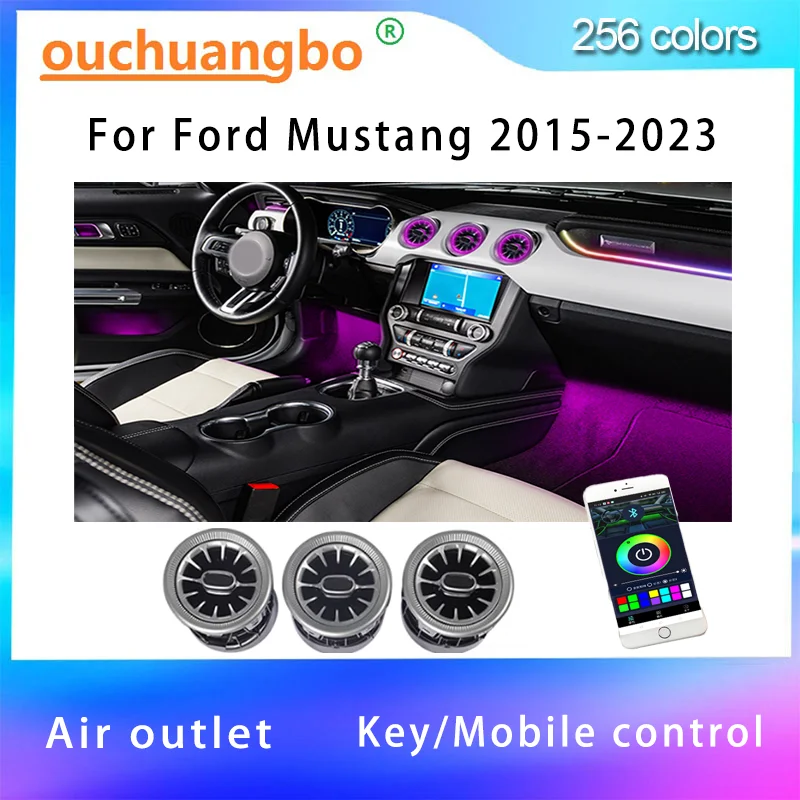 

Ouchuangbo светодиодный окружающей среды для Mustang GT 2015-2021, волшебная атмосферная лампа, комплект для интерьера, 256 цветов, RGB подсветка, воздуховод
