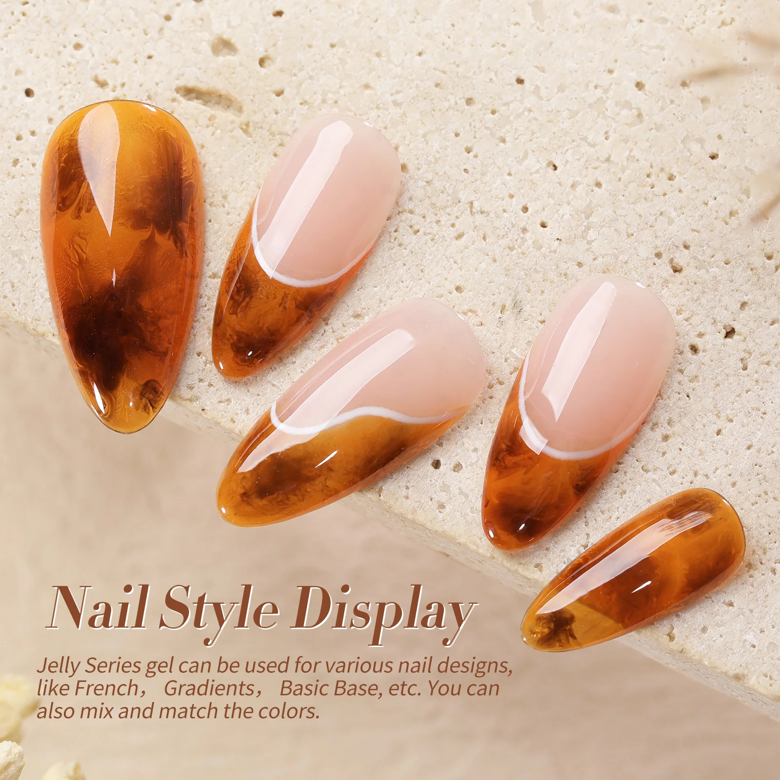 BORN PRETTY 6pcs Crystal Amber Gel Nail Polish Set Jelly Pink Nude Winter Semi Permanent Soak Off UV LED Varnish Manicure Kits 6