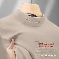 Thiened Fce Long Sve T-irt Men's f High Collar Warm Winter Top Polyester Fiber Youth Faion Basic Fit Sle