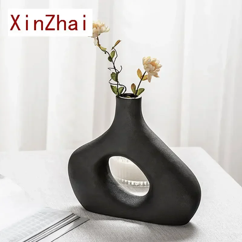 

Nordic Ceramic Vase Frosted Flower Container Modern Art Living Room Home Decoration Office Interior Garden Decor Accessories
