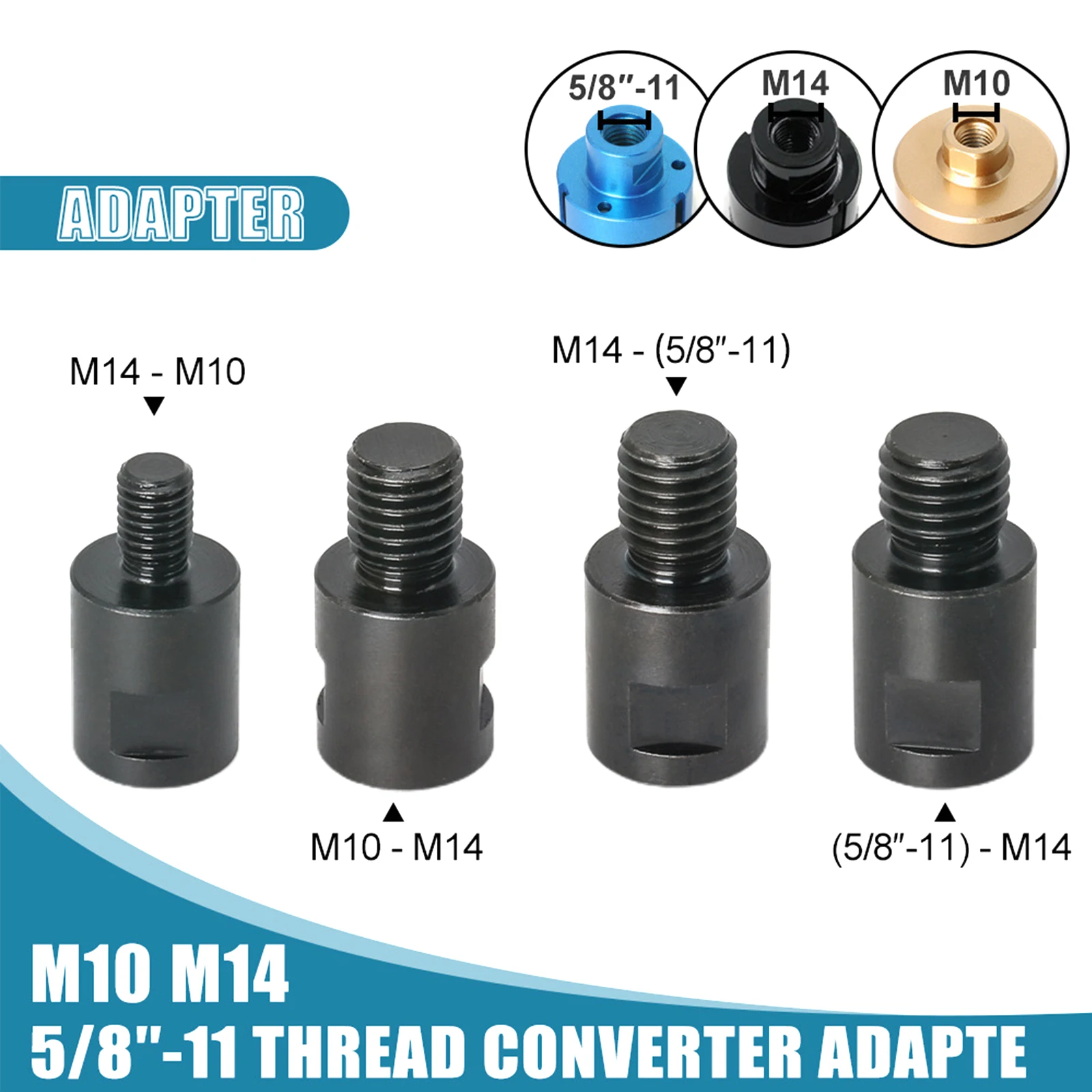 

Angle Grinder Adapter Converter M10 M14 To 5-8-11 Thread Converter Adapte Interface Connector Screw Connecting Rod Nuts Slotting